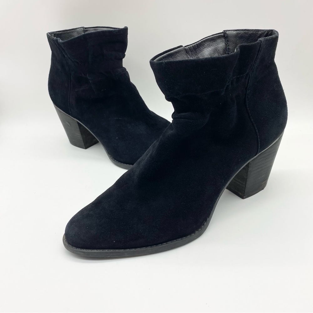 Jessica Simpson-Black Leather Ruched Ankle Bootie 9.5 - Picture 3 of 8